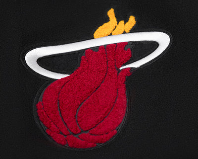 Miami Heat Mashup Logo Varsity Black Wool & White Genuine Leather Sleeves Men's Jacket