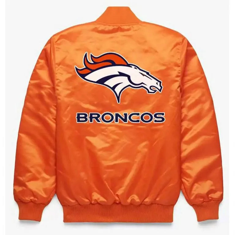 Denver Broncos Super Bowl Full-Snap Varsity Orange Satin Men's Bomber Jacket