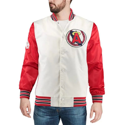 Los Angeles Angels The Legend Full- Snap White/Red Satin Men's Jacket