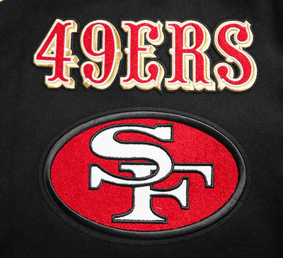 San Francisco 49ers Mash Up Retro Classic Black Wool & Genuine Leather Sleeves Men's Varsity Letterman Jacket