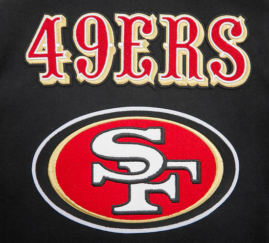 San Francisco 49ers Mash Up Retro Classic Black Wool & Genuine Leather Sleeves Men's Varsity Letterman Jacket