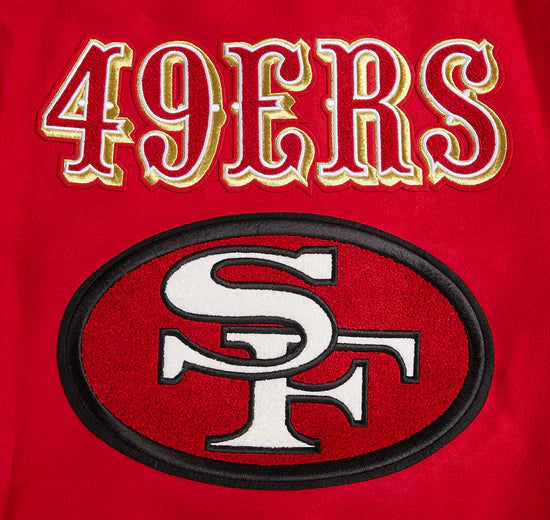 San Francisco 49ers Mash Up Retro Classic Red Wool & Black Genuine Leather Sleeves Men's Varsity Letterman Jacket