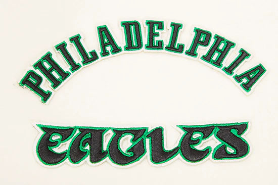 Philadelphia Eagles Mash Up Retro Classic Off White Wool & Green Genuine Leather Sleeves Men's Varsity Letterman Jacket