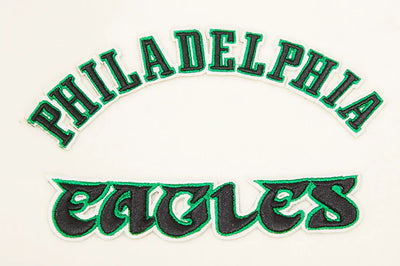Philadelphia Eagles Mash Up Retro Classic Off White Wool & Green Genuine Leather Sleeves Men's Varsity Letterman Jacket