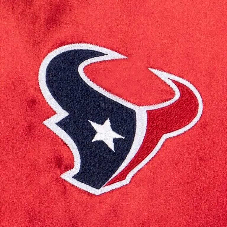 Houston Texan Start Again Full-Snap Varsity Red Satin Men's Bomber Jacket