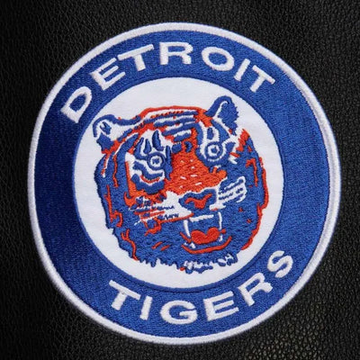 Detroit Tigers Black Out Vintage Logo Wool & Leather Full-Snap Varsity Men's Jacket