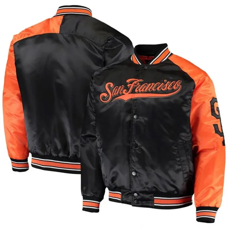 San Francisco Giants Black/Orange Satin Varsity Full-Snap Men's Jacket