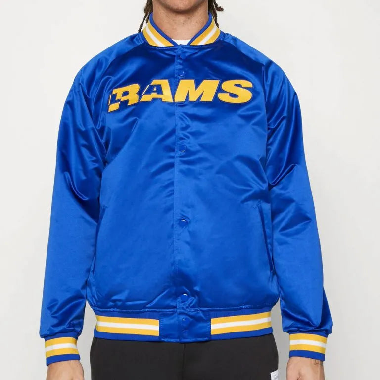 Los Angeles Chargers Lightweight Full-Snap Varsity Royal Blue Satin Men's Bomber Jacket