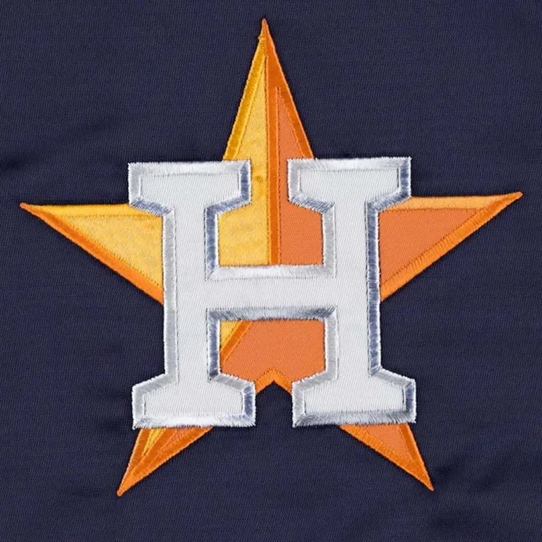 Houston Astros Pick & Roll Full-Snap Varsity Navy Blue Satin Men's Jacket