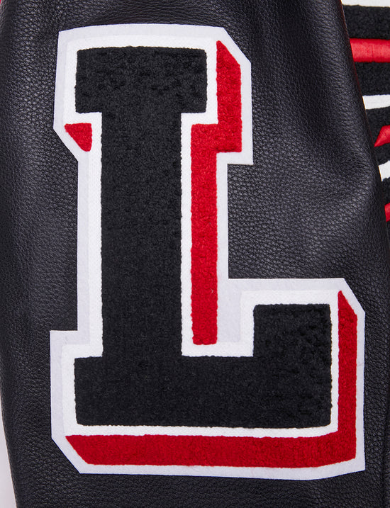 Atlanta Falcons Mashup Varsity Red Wool & Black Genuine Leather Sleeves Men's Jacket