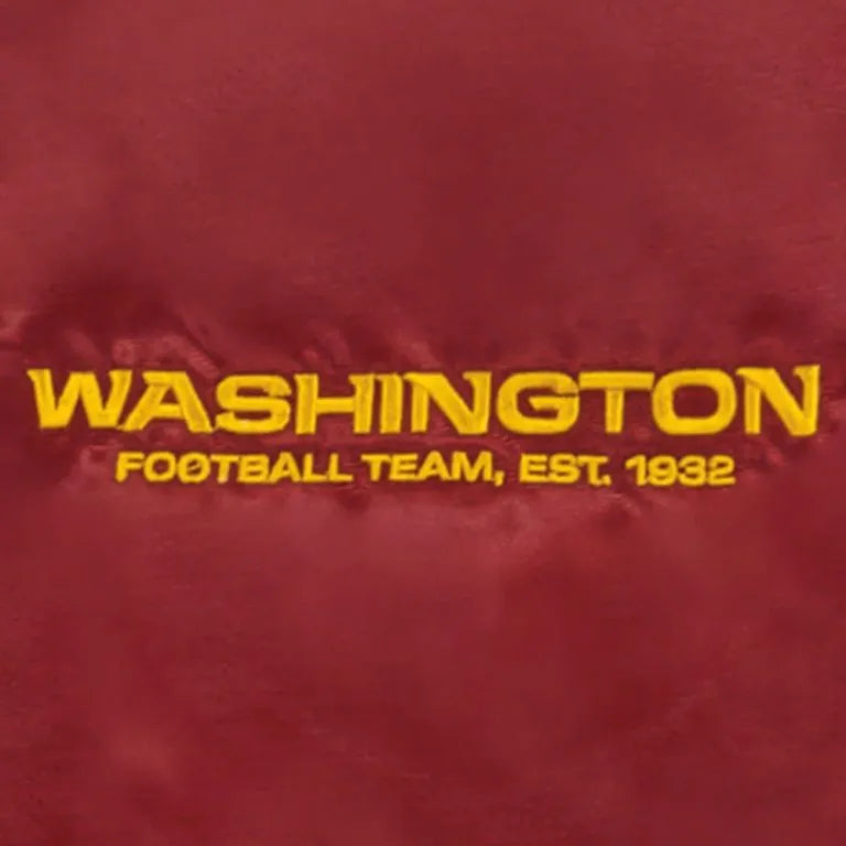 Washington Commanders Color Block Full-Snap Varsity Satin Men's Bomber Jacket