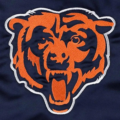 Chicago Bears The Pick and Roll Full-Snap Varsity Blue Satin Men's Bomber Jacket