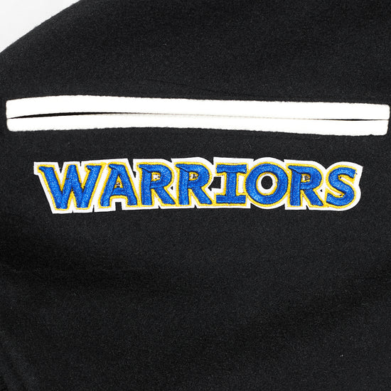 Golden State Warriors Varsity Black Wool & White Genuine Leather Sleeves Men's Bomber Jacket