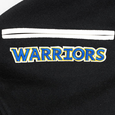 Golden State Warriors Varsity Black Wool & White Genuine Leather Sleeves Men's Bomber Jacket