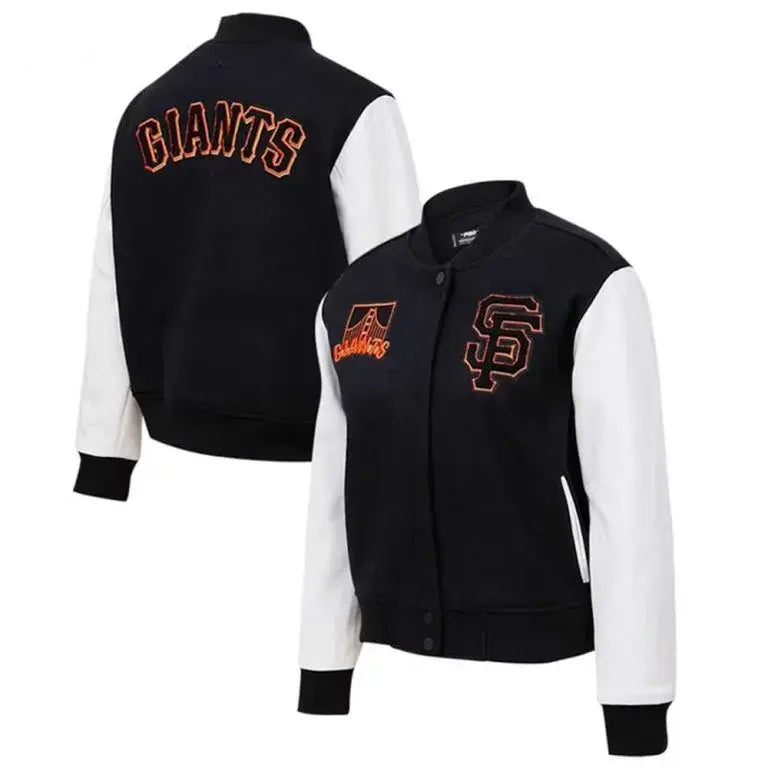 San Francisco Giants Black Wool & White Leather Sleeves Varsity Men's Jacket