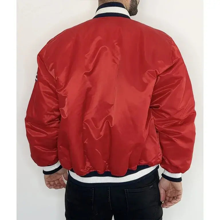 X St. Louis Cardinals Full-Snap Red Satin Bomber Men's Jacket