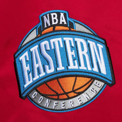 Philadelphia 76ers Full-Snap Varsity Royal Blue and Red Satin Men's Bomber Jacket