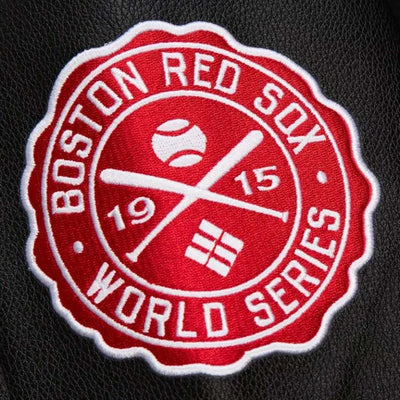 Boston Red Sox Black Out Wool and Genuine Leather Sleeves Full-Snap Varsity Men's Jacket