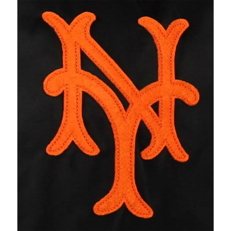 1954 New York Giants Full-Snap Varsity Black Satin Men's Bomber Windbreaker Jacket