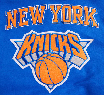 New York Knicks Varsity Royal Blue Wool & White Genuine Leather Sleeves Men's Letterman Jacket