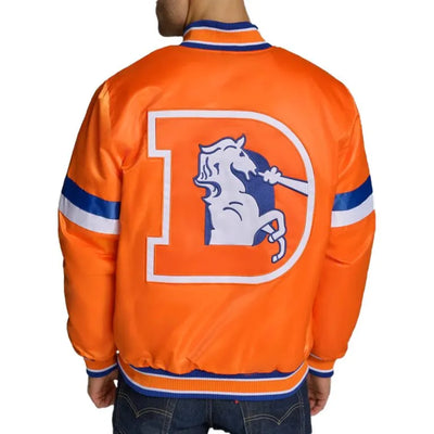 Denver Broncos Home Game Full-Snap Varsity Orange Satin Men's Bomber Jacket