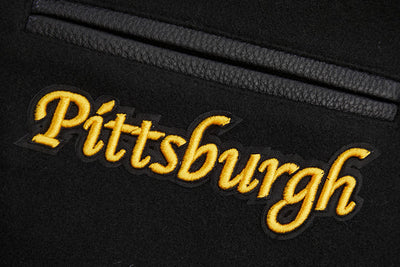 Pittsburgh Steelers Retro Classic Black Wool & Genuine Leather Sleeves Men's Varsity Letterman Jacket