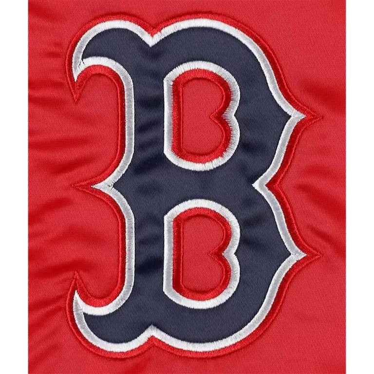 Boston Red Sox Midfield Red Satin Varsity Full-Snap Men's Bomber Jacket