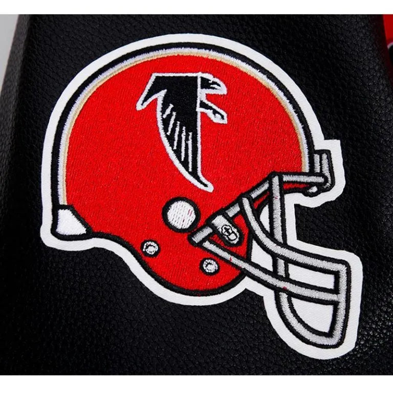 Atlanta Falcons Varsity Red Wool & Black Genuine Leather Sleeves Men's Letterman Jacket