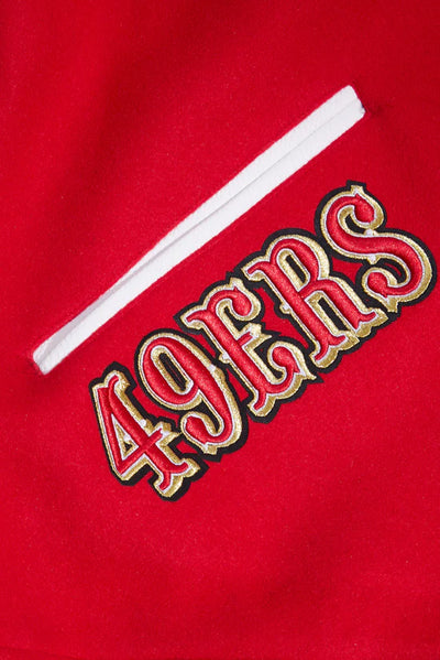 San Francisco 49ers Mash Up Retro Classic Red Wool & White Genuine Leather Sleeves Men's Varsity Letterman Jacket
