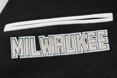 Milwaukee Bucks Varsity Green Wool & White Genuine Leather Sleeves Men's Letterman Jacket