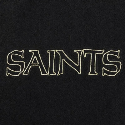 New Orleans Saints Mash Up Black Wool & Genuine Leather Sleeves Men's Varsity Letterman Jacket