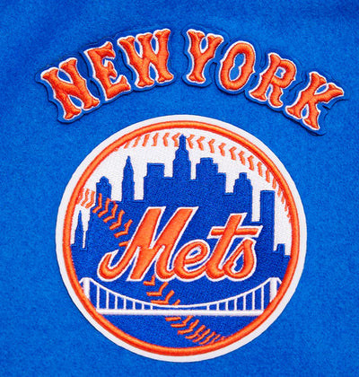 NEW YORK METS RETRO CLASSIC RIB Royal Blue Wool & White Leather MEN'S Jacket