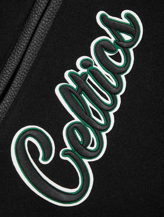 Boston Celtics Mash Up Black Wool & Genuine Leather Sleeves Men's Varsity Letterman Jacket