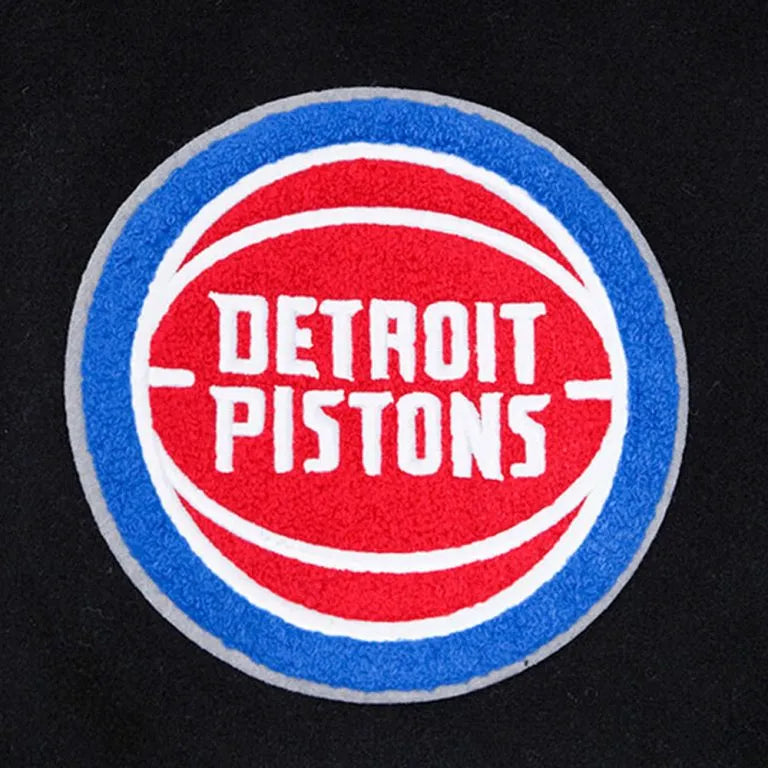 Detroit Pistons Mashup Varsity Black Wool and Genuine Leather Sleeves Men's Bomber Jacket