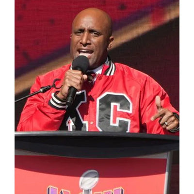Kansas City Chiefs Mayor Quinton Lucas Super Bowl LVIII Full-Snap Varsity Red Satin Men's Bomber Jacket