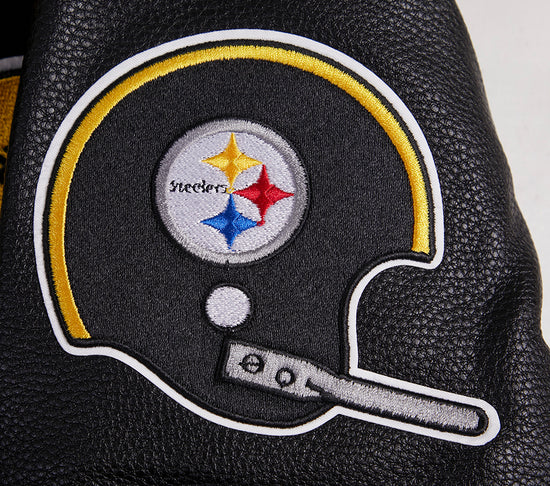 Pittsburgh Steelers Retro Classic Black Wool & Genuine Leather Sleeves Men's Varsity Letterman Jacket