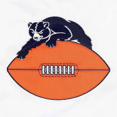 Chicago Bears The Power Forward Full-Snap Varsity White Satin Men's Bomber Jacket