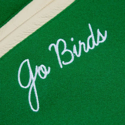 Philadelphia Eagles Go Birds Kelly Green Wool & Off White Genuine Leather Sleeves Men's Varsity Letterman Jacket