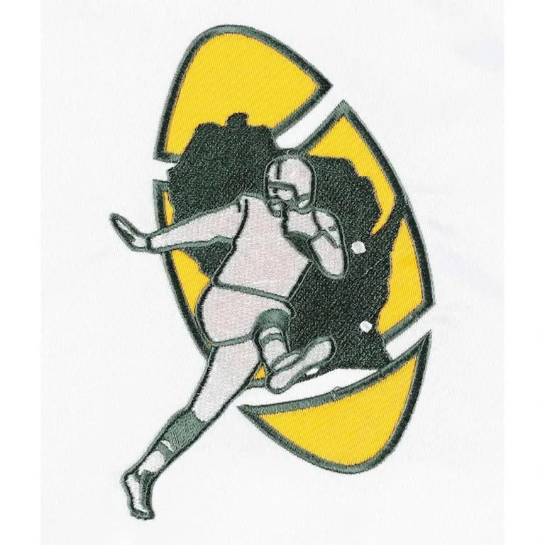 Green Bay Packers The Power Forward Full-Snap Varsity White Satin Men's Bomber Jacket