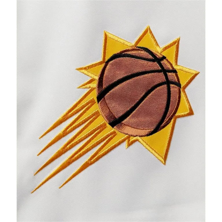 Phoenix Suns Renegade Full-Snap Varsity White and Purple Satin Men's Bomber Jacket