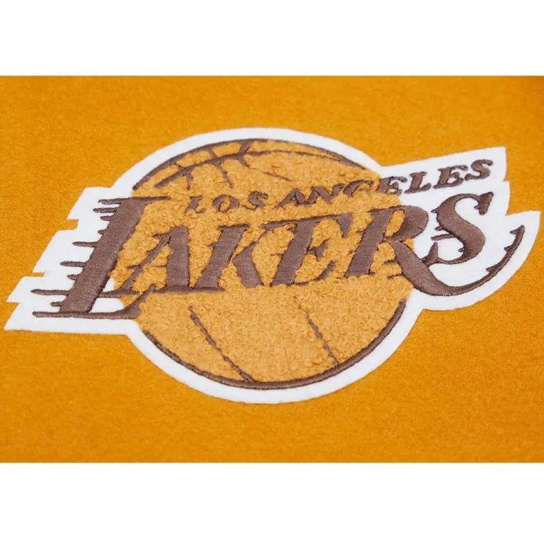 Los Angeles Lakers Classic Varsity Orange Wool & Brown Genuine Leather Sleeves Men's Letterman Jacket