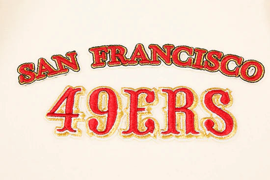 San Francisco 49ers Mash Up Retro Classic Off White Wool & Red Genuine Leather Sleeves Men's Varsity Letterman Jacket
