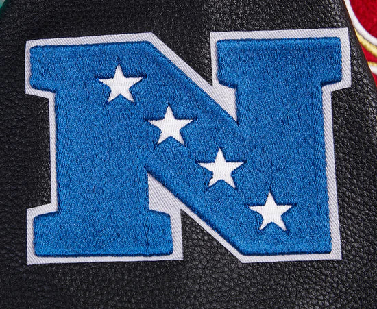 San Francisco 49ers Mash Up Retro Classic Red Wool & Black Genuine Leather Sleeves Men's Varsity Letterman Jacket