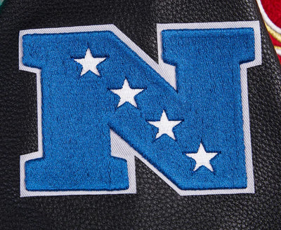 San Francisco 49ers Mash Up Retro Classic Red Wool & Black Genuine Leather Sleeves Men's Varsity Letterman Jacket