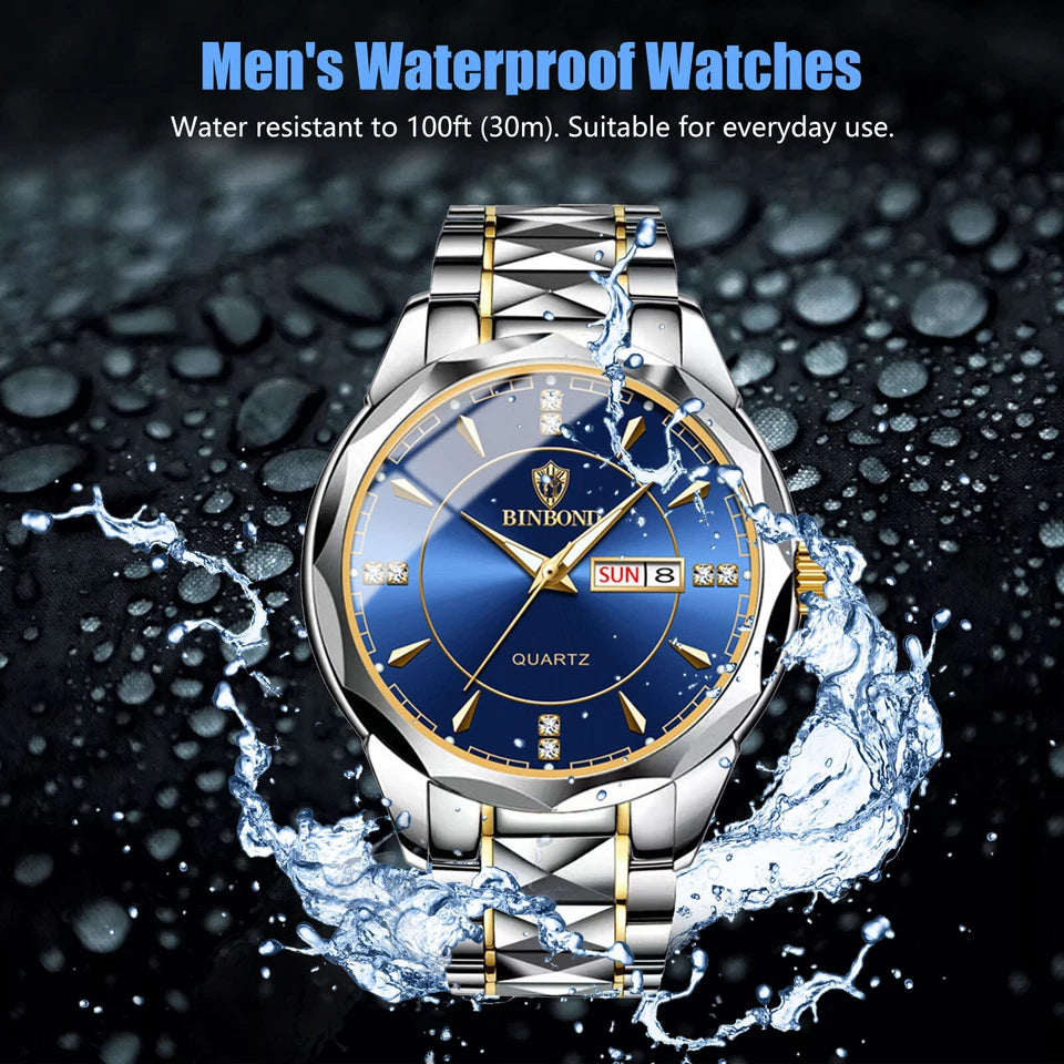 Waterproof Men Watch Stainless Steel Quartz Luminous Classic Business Wristwatch