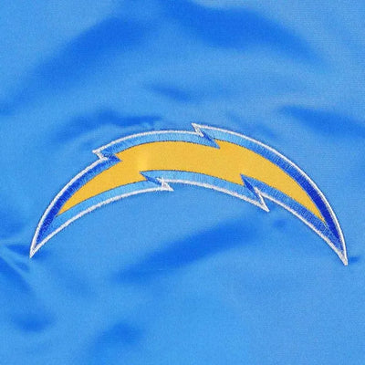 Los Angeles Chargers The Pick and Roll Full-Snap Varsity Powder Blue Satin Men's Bomber Jacket