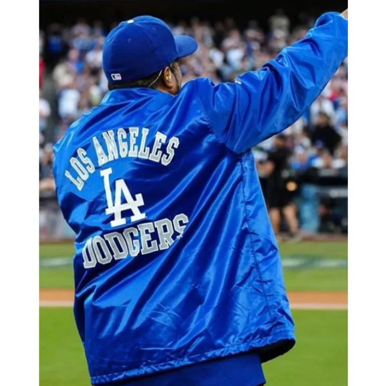 Los Angeles Dodgers Ice Cube Full-Snap Satin Blue Men's Jacket