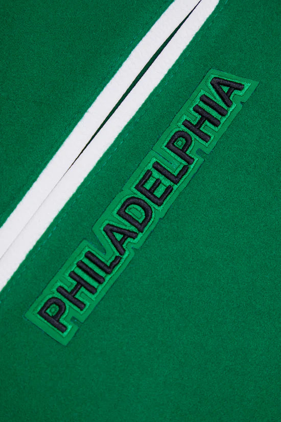 Philadelphia Eagles Mash Up Retro Classic Green Wool & White Genuine Leather Sleeves Men's Varsity Letterman Jacket