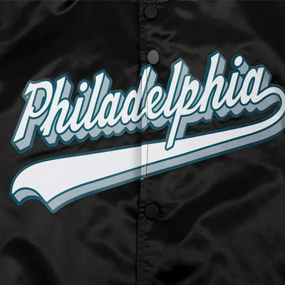 Nick Foles Philadelphia Eagles Full-Snap Varsity Black Satin Men's Bomber Jacket