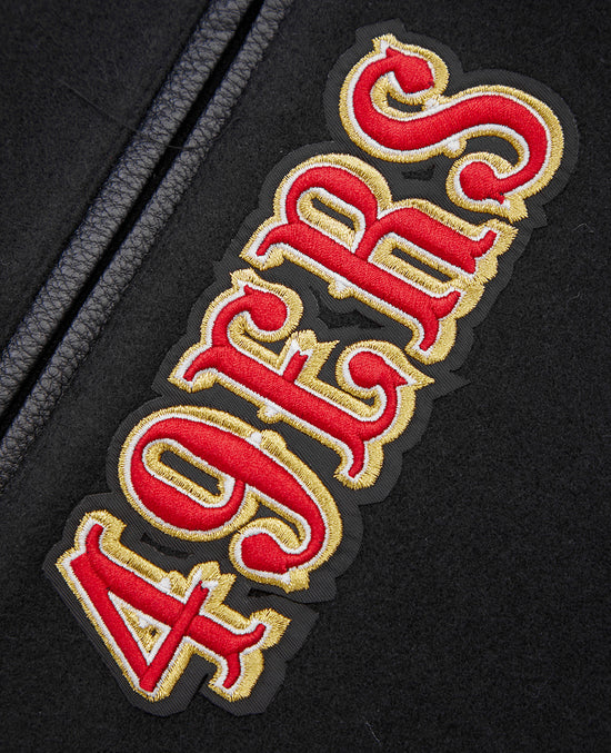 San Francisco 49ers Mash Up Retro Classic Black Wool & Genuine Leather Sleeves Men's Varsity Letterman Jacket